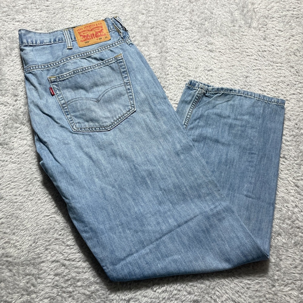 Levi's Jeans Men 38x32 Light Wash 569 Loose Straight Fit Denim Pants
